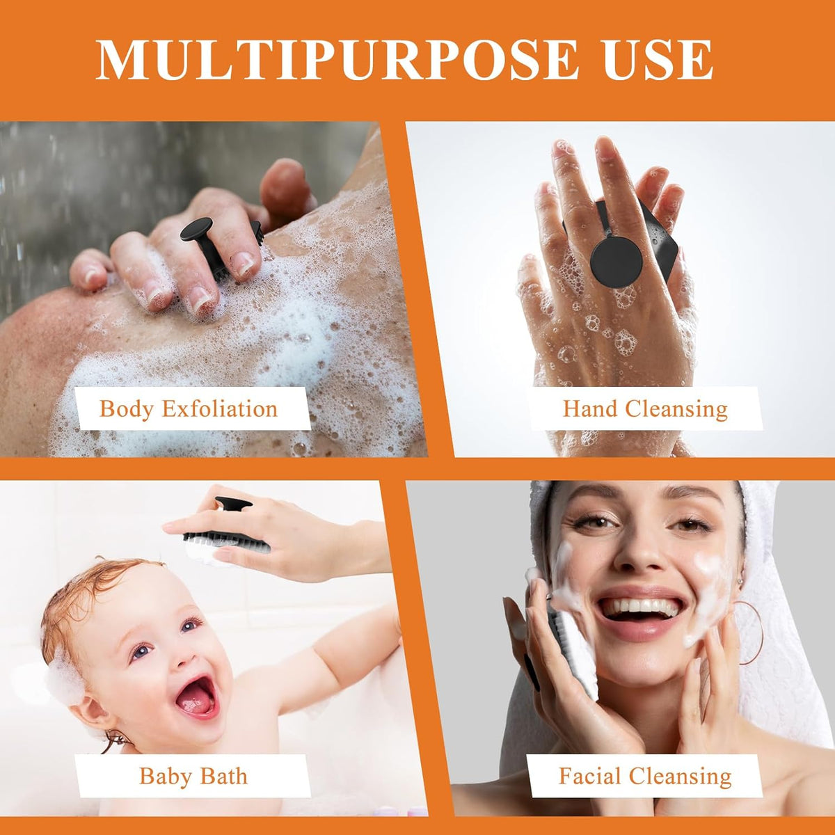 Silicone Face Scrubber for Men, Gentle Exfoliator Pad & Massager, Facial Cleansing Brush Silicone Face Wash Brush Removes Dead & Dry Skin (Black)