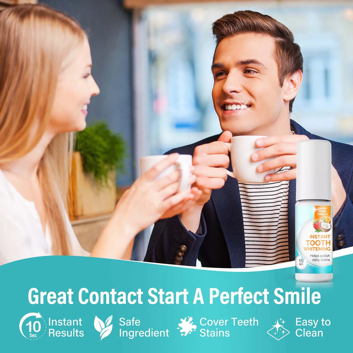 Instant Teeth Whitening, Tooth White for Stain Removing from Coffee Wine Tea, Instantly Improve Teeth Brightenes