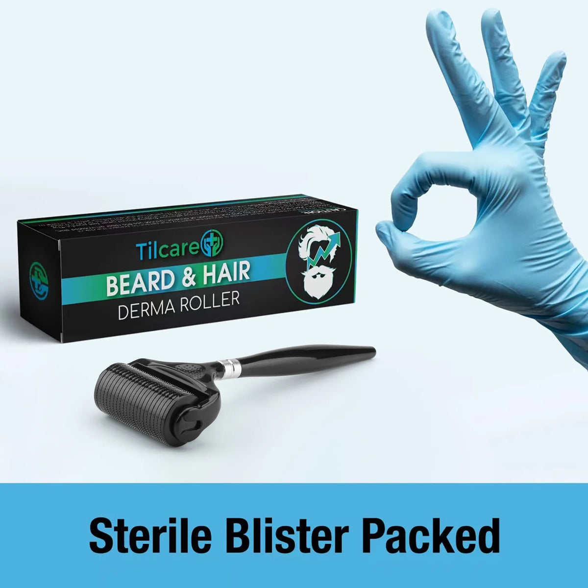 Beard and Hair Ultra Wide Derma Roller (1Pack) by - Sterile 1200 Grade a Titanium Microneedles Titanium Derma Roller 0.25Mm