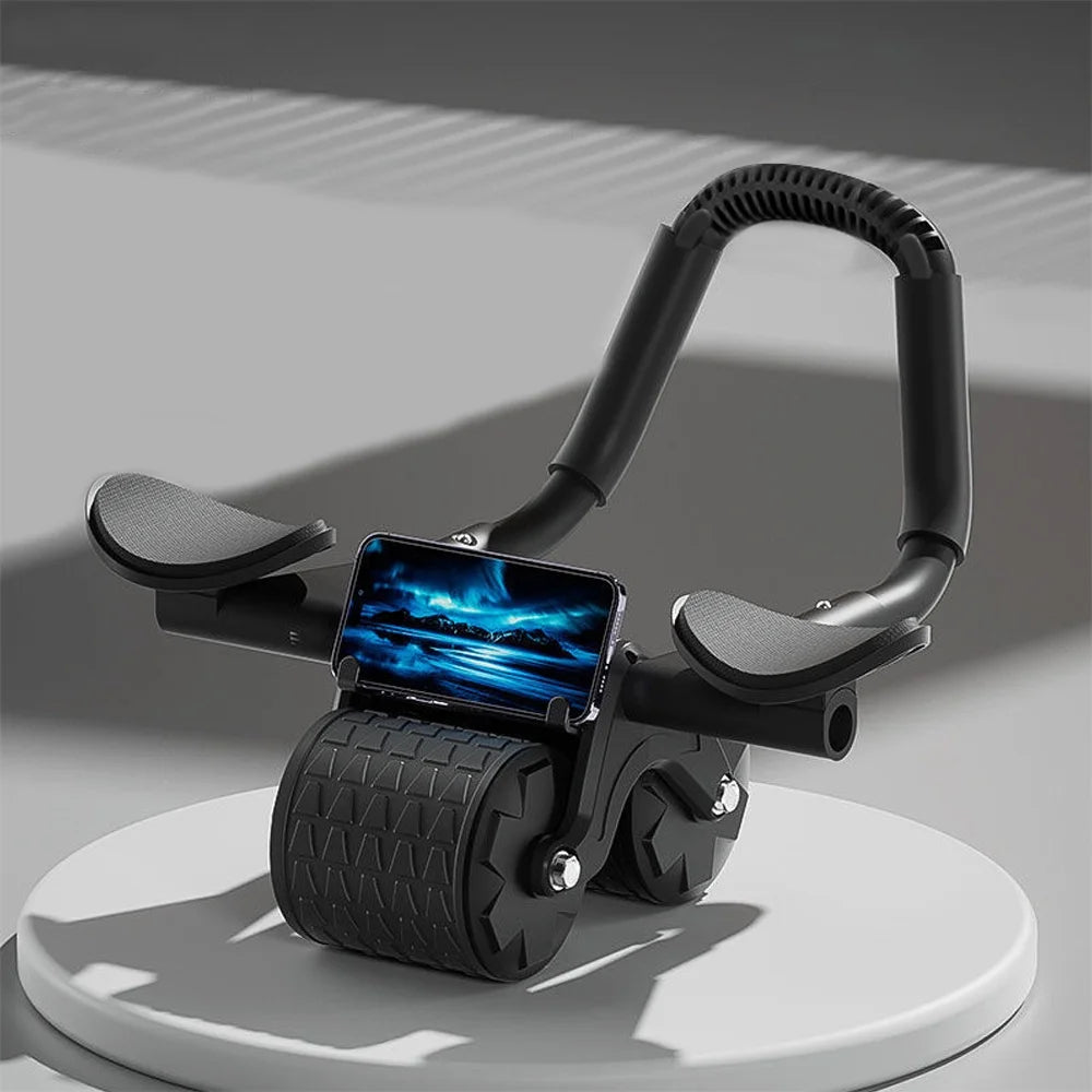 2025 New with Timer Ab Abdominal Exercise Roller Elbow Support, Abs Roller Wheel Core Exercise Equipment, Automatic Rebound Abdominal Wheel(Black）