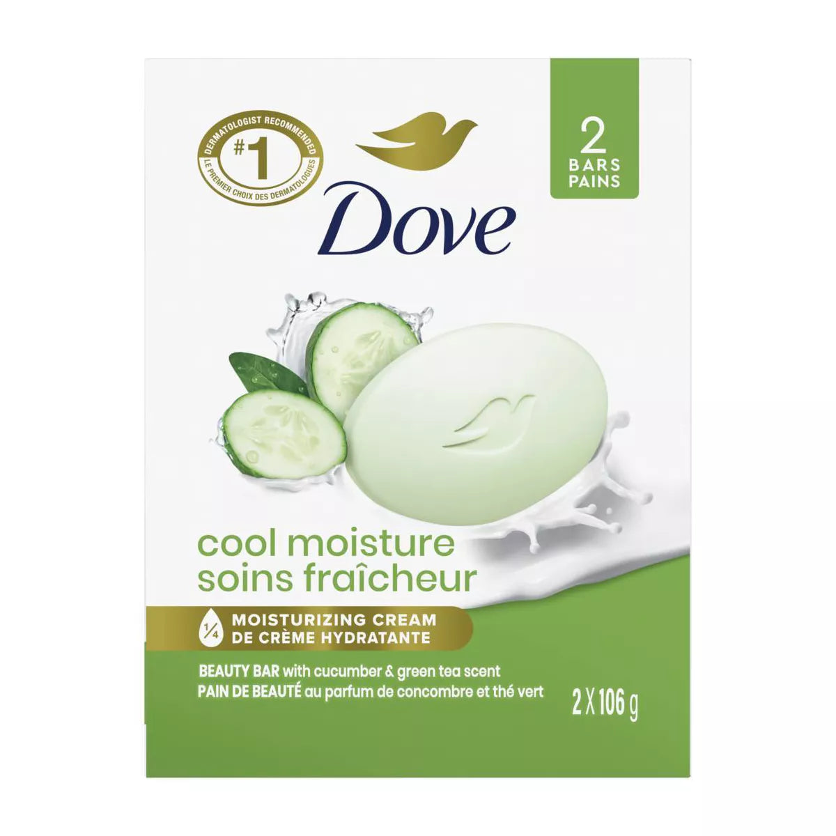Dove Beauty Cool Moisture Beauty Bar Soap - Cucumber & Green Tea - 3.75Oz Each