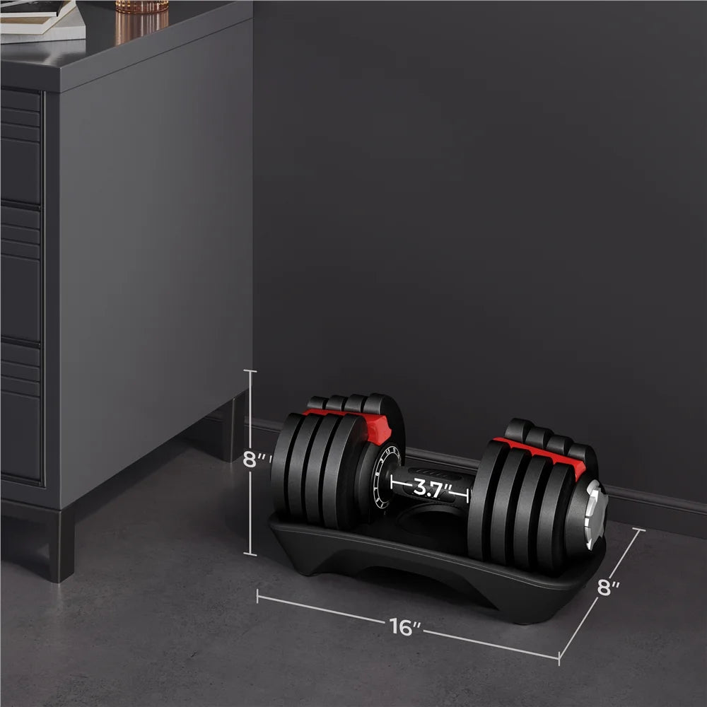 12-In-1 Quick-Adjust Dumbbell Weights, Black, 3-40 Lb