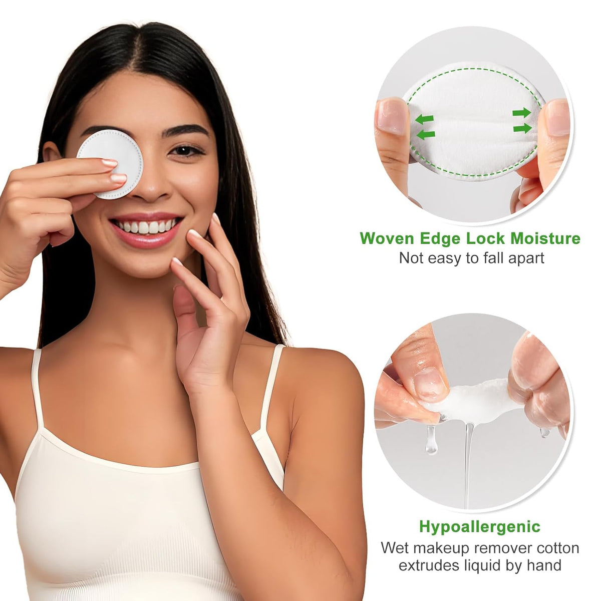Boxed 100% Cotton Rounds for Face (150), Dual-Texture, Soft, Lint-Free Makeup Remover Pads, Hypoallergenic, Highly Absorbent