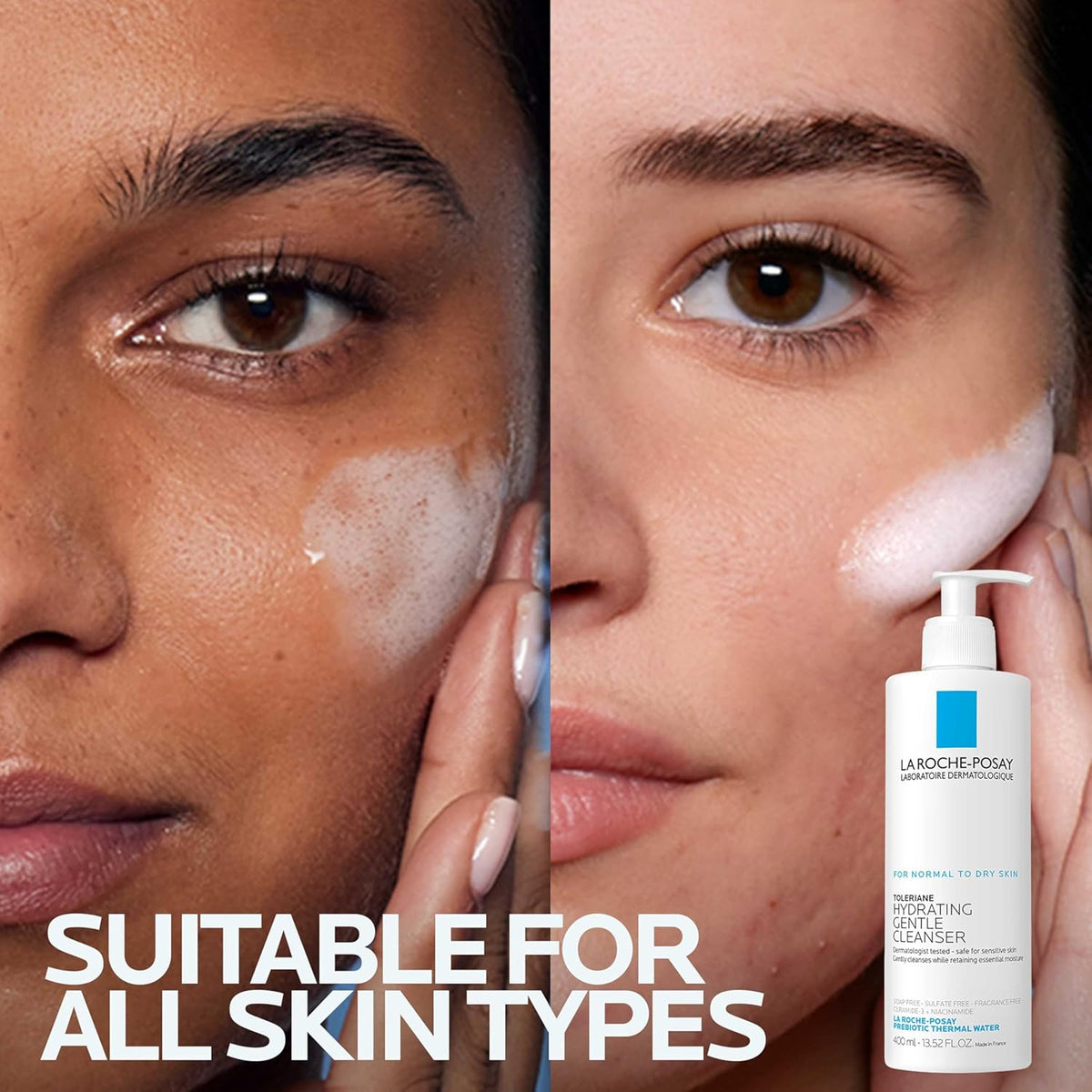 Toleriane Hydrating Gentle Face Cleanser, Hydrating Facial Cleanser with Niacinamide + Ceramides, Daily Face Wash for Dry Skin to Normal Skin, Sensitive Skin Tested, Fragrance Free