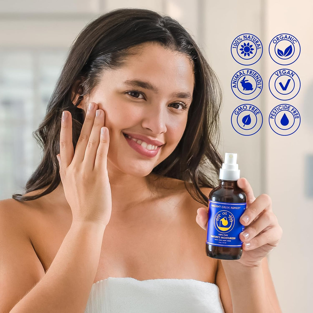 after Shower Body Oil for Women - Organic Face Oil & Body Moisturizer for Dry Skin with Sweet Almond, Jojoba, Olive, Lavender and Vitamin E Oil - Natural Clean Skincare, 4 Oz