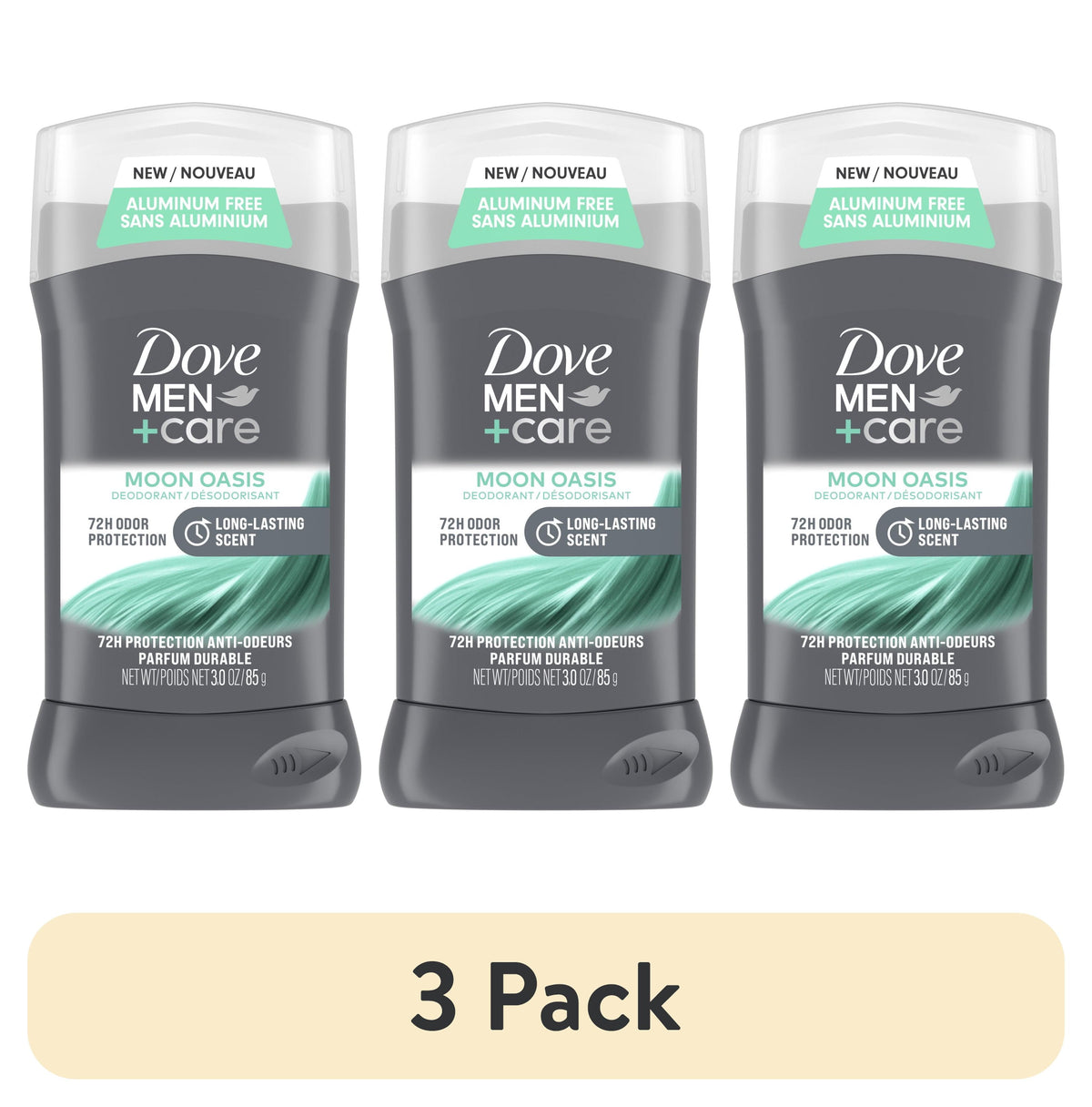 (3 Pack)  Deodorant for Men Moon Oasis Aluminum-Free, 3.Oz
