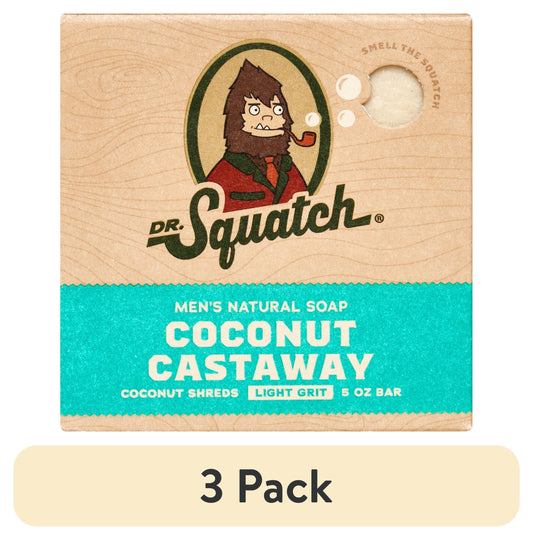(3 Pack)  Coconut Castaway Natural Bar Soap for Men, 5 Oz