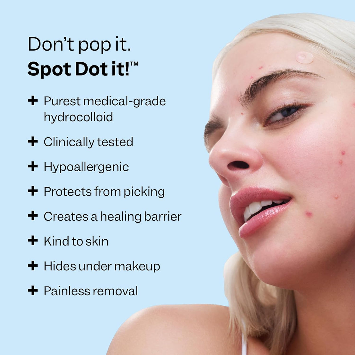 | Acne Spot Dots | Hydrocolloid Acne Patches | for Zits, Blemishes, & Breakouts | Vegan | Cruelty-Free | Pimple Patches | Facial Skin Care Products | 3 Sizes (7Mm, 10Mm, & 12Mm) | 30 Ct