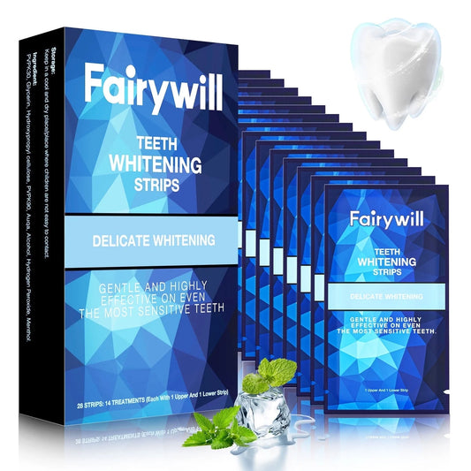 Portable Teeth Whitening Kit, 28 Strips for Sensitive Teeth Non-Slip Whiter Gentle and Safe, Available 14 Delicate Whiten Treatments Removes Stains