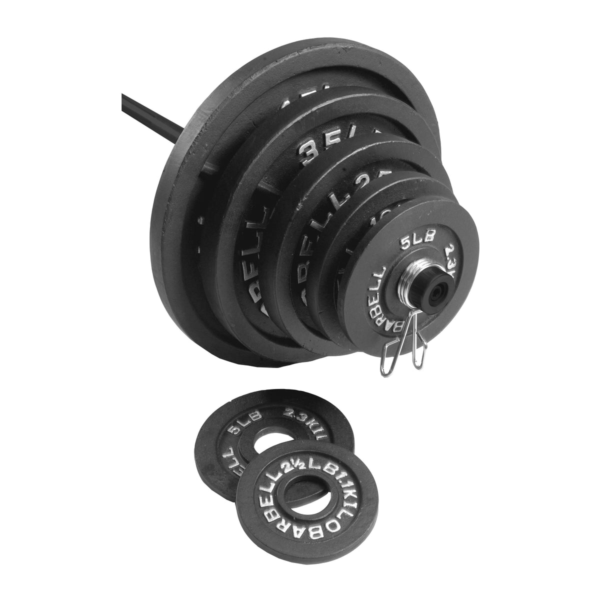 Barbell 300-Lb Cast Iron Olympic Weight Set (Includes 7' Bar)