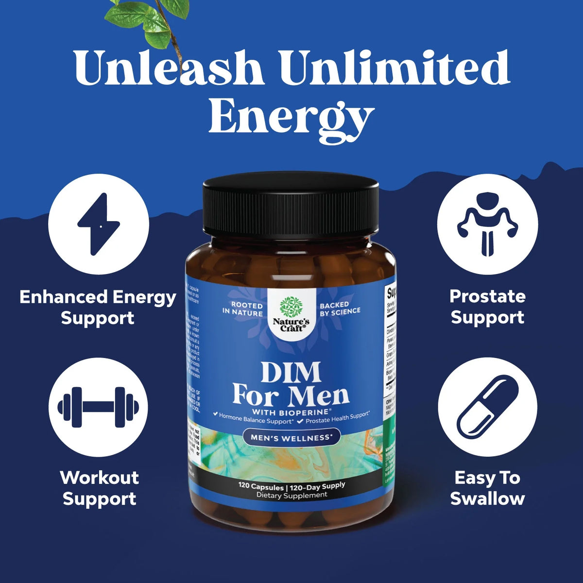 Advanced Diindolylmethane Dim Supplement for Men - Herbal Test Supplement for Men with Dim 200Mg per Serving Panax Ginseng Grapeseed Astragalus and Bioperine - Estrogen Hormone Balance Dim Complex
