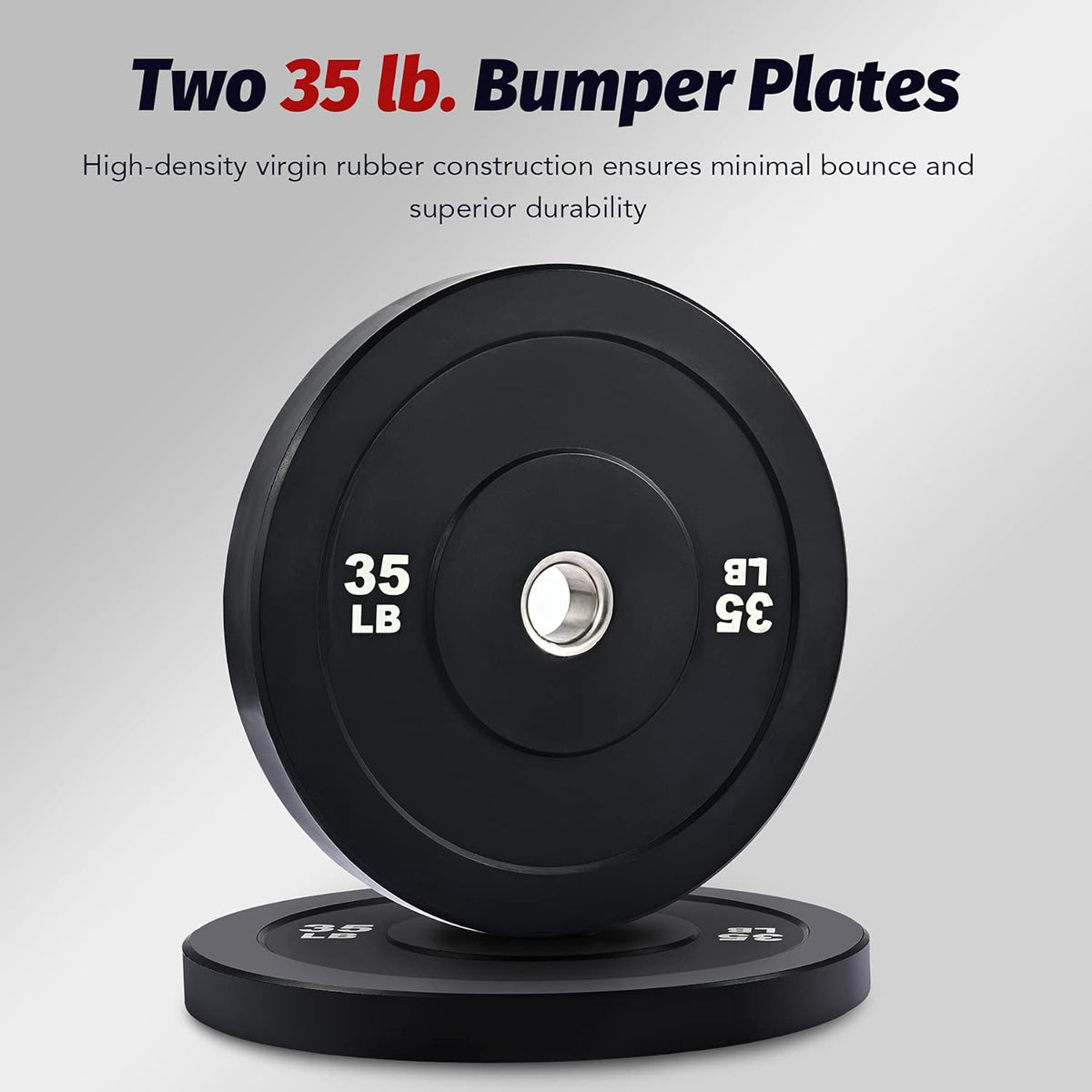 Weight Plate Set of 2, Twin 2" Bumper Plates for Strength and Training Fitness, Olympic Weight Set with Rubber Barbell Dumbbell Plates Stainless Steel Inserts for Pro or Home Gyms