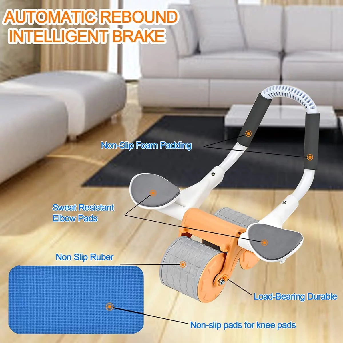 2025 New with Timer Ab Abdominal Exercise Roller Elbow Support, Abs Roller Wheel Core Exercise Equipment, Automatic Rebound Abdominal Wheel