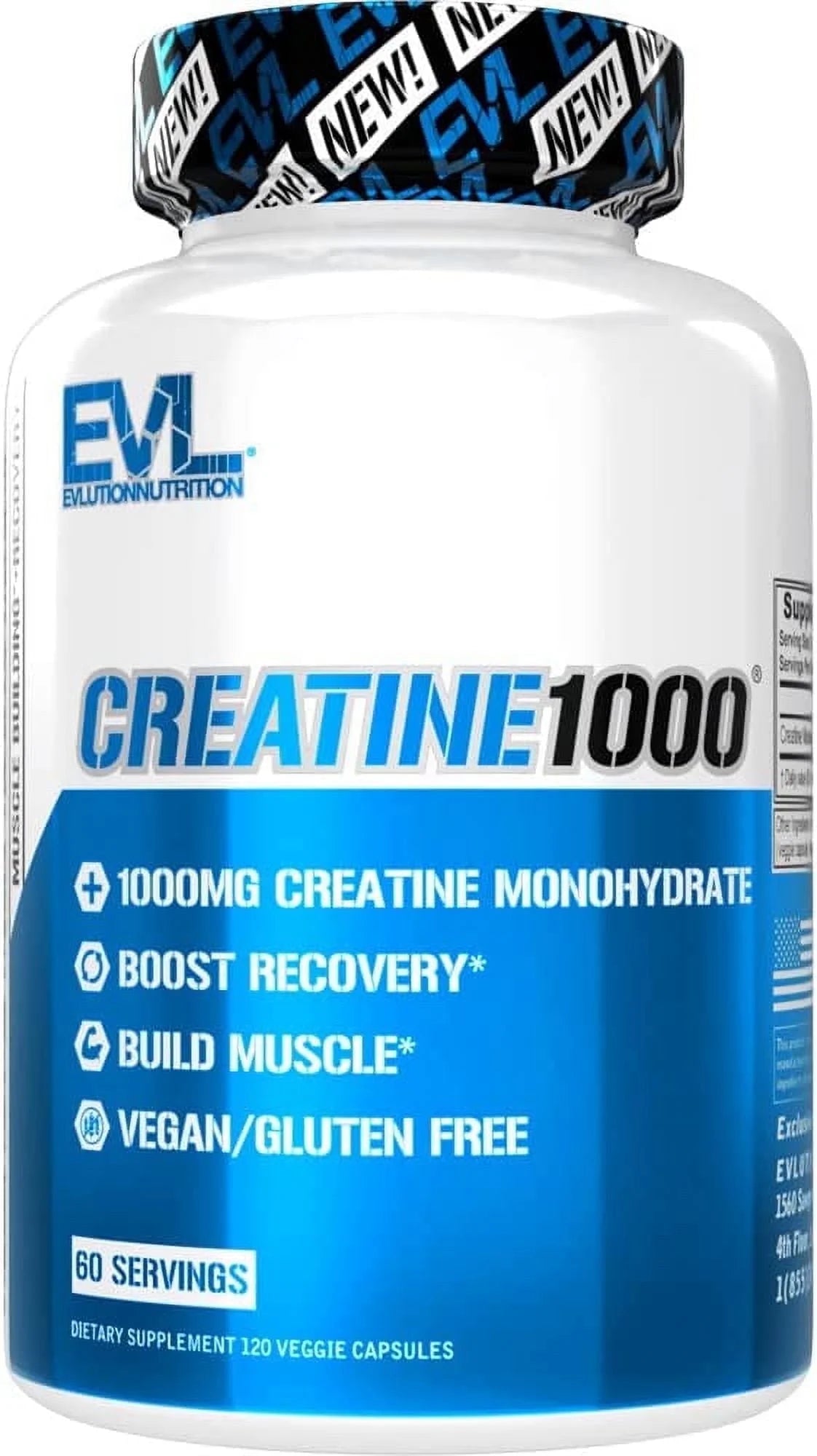 (2 Pack) Creatine Monohydrate Pills 120Ct - EVL Nutrition Muscle Builder & Recovery Supplement - Creatine Capsules 1000Mg