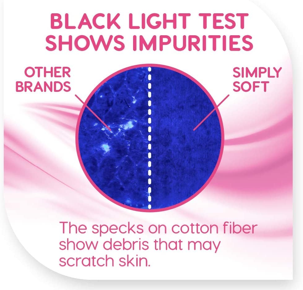 Simply Soft Cotton Rounds (300 Count), 100% Cotton Absorbent and Textured Cotton Pads, Lint-Free