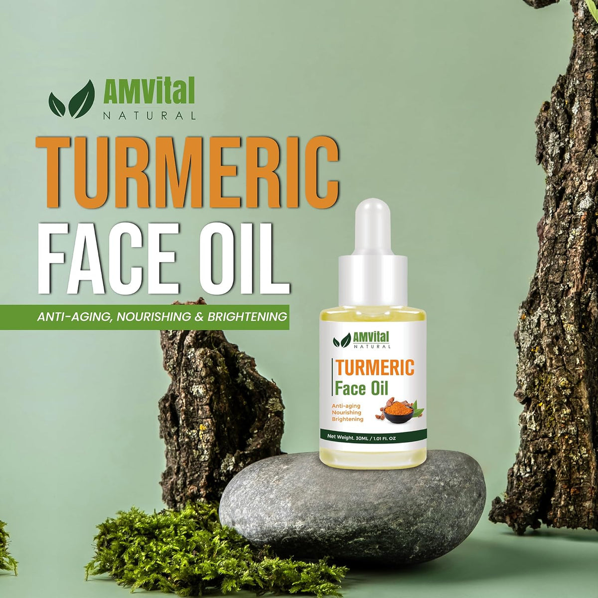 Turmeric Face Oil for Daily Use - Lightweight Facial Oil with Plant-Based Ingredients - Fast-Absorbing Formula for Smooth Looking Skin - 30Ml Bottle