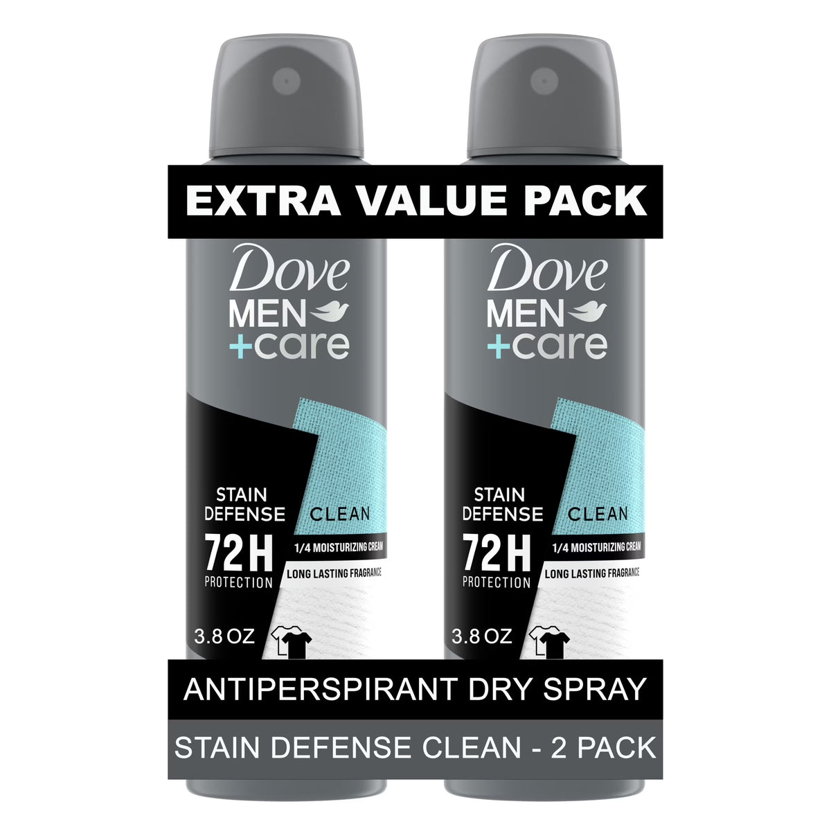 Antiperspirant Deodorant Spray for Men Stain Defense Clean, 3.8 Oz 2 Count