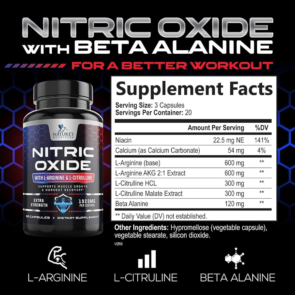 Nitric Oxide Booster Extra Strength- L Arginine 3X Strength Nitric Oxide Support
