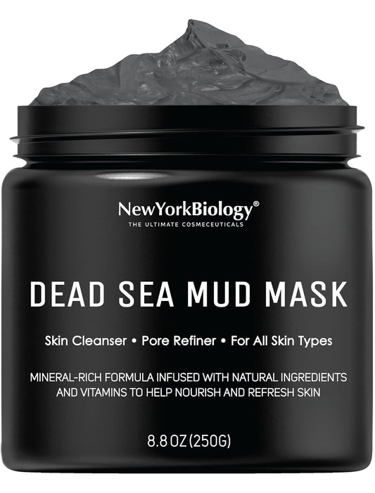 New York Biology Dead Sea Mud Mask for Face and Body | Spa Quality Pore Refiner for Oily Skin | Natural Skincare for Women & Men | Tighten Skin for a Healthier Complexion | 8.8 Oz