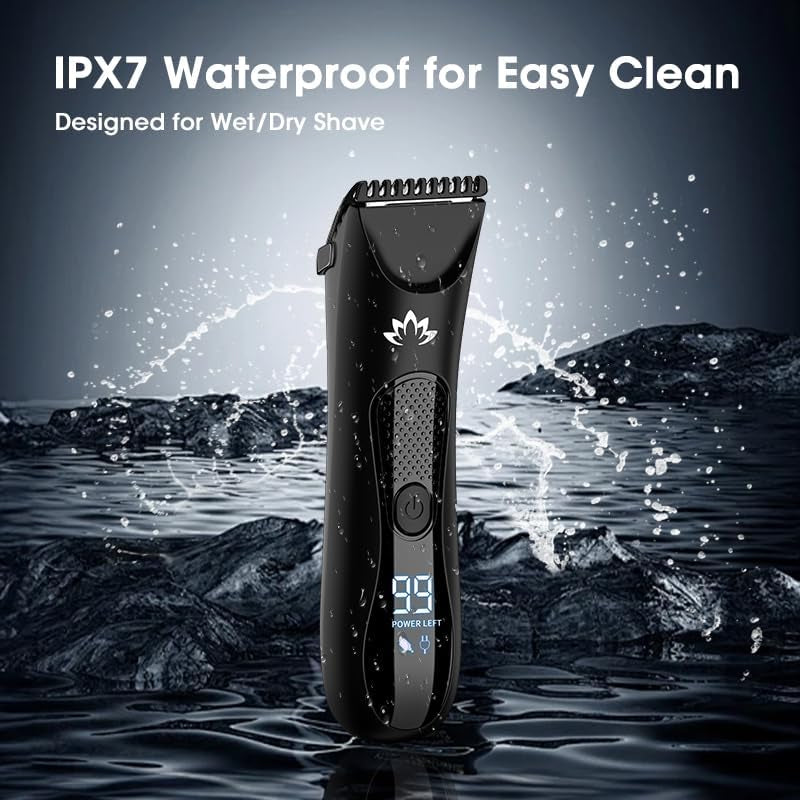 Manscape Body & Pubic Hair Trimmer for Men, Groin & Ball Trimmer Men, Bikini Trimmer Women, Body Groomer Ball Shaver for Smooth Wet/Dry Shaving, Led Light