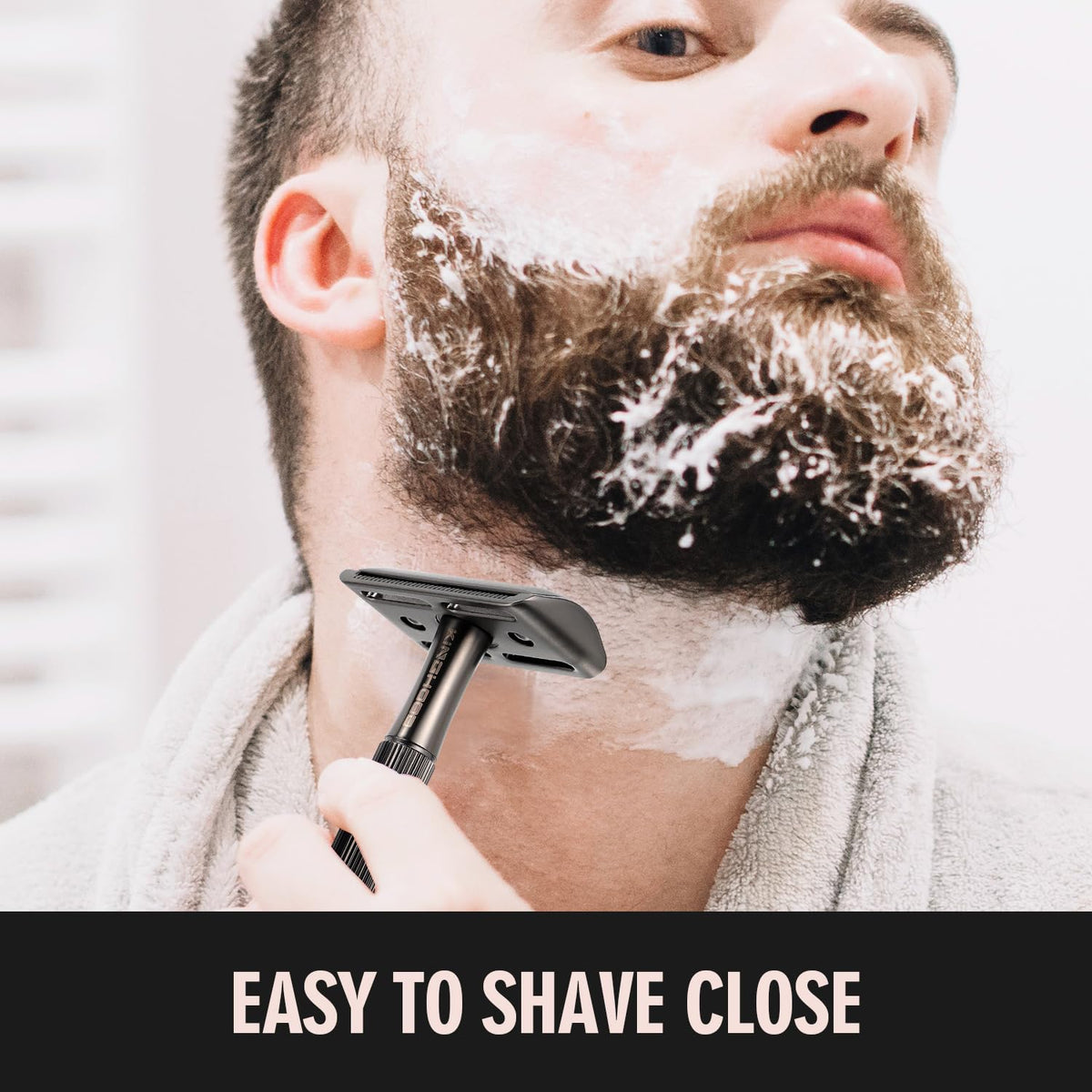 Brass Safety Razor with 10 Blades,One Blade Razor Reusable Razor Eco-Friendly Razor Long Handle & Weighted Razor,Double Edge Razor Single Blade Razor for Sensitive Skin