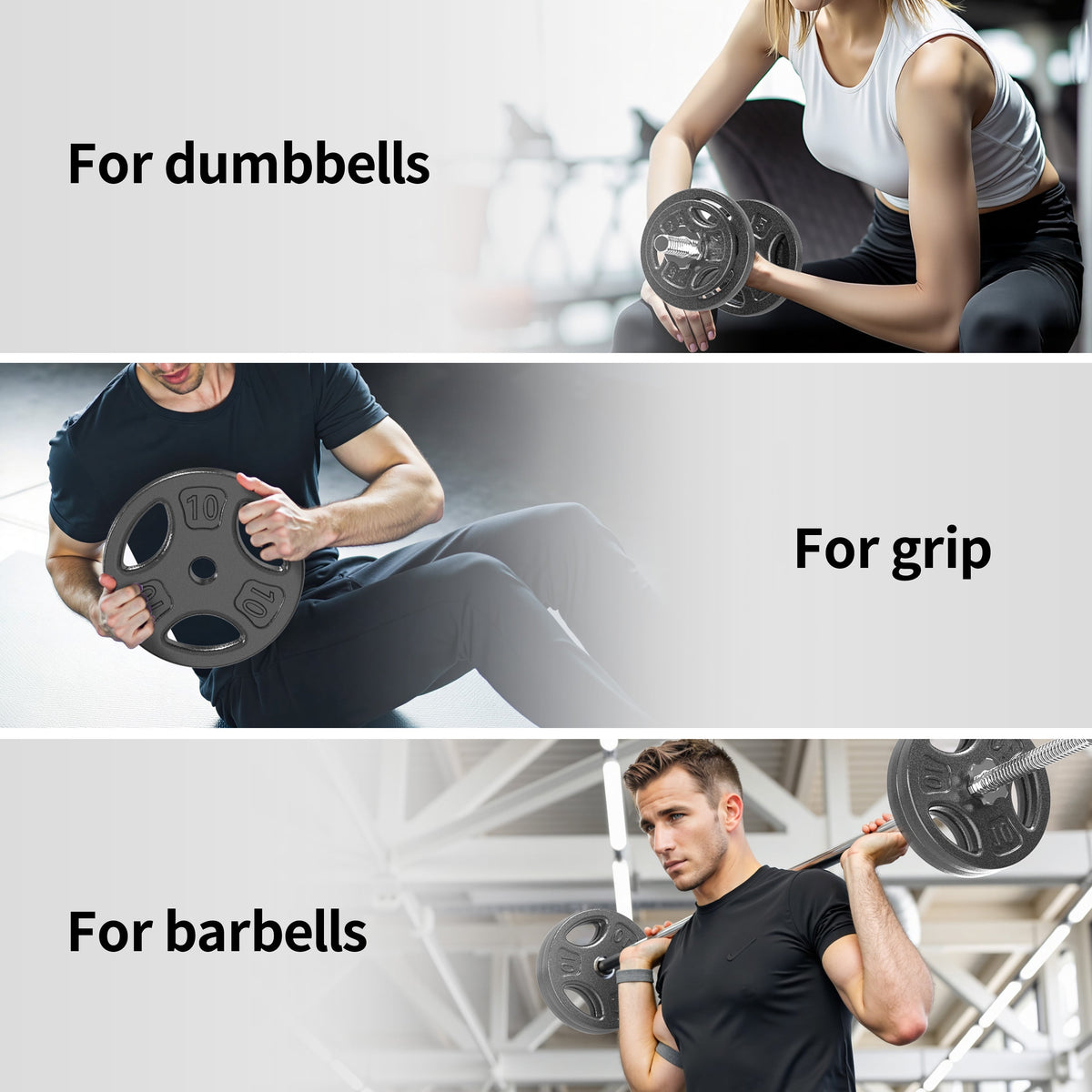 100LB Black Cast Iron Standard Weight Plate Sets, Used as Both Dumbbell and Barbell,1-Inch Holes Fit Standard Sized Bar