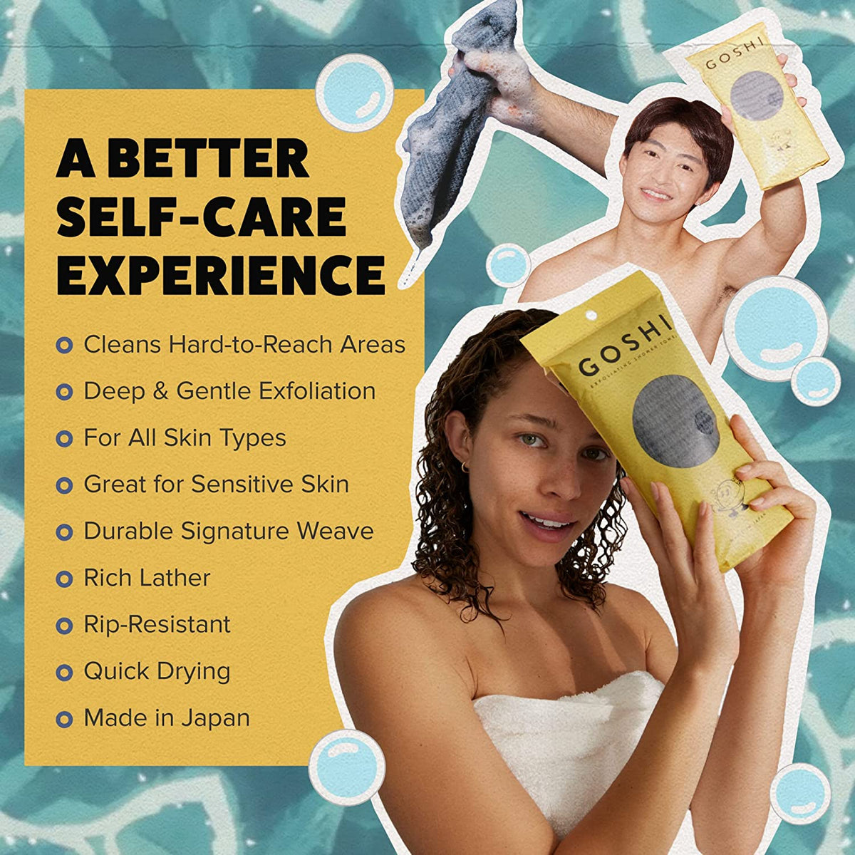 Exfoliating Shower Towel - Rip-Resistant Exfoliating Washcloth for All Skin Types - Made in Japan