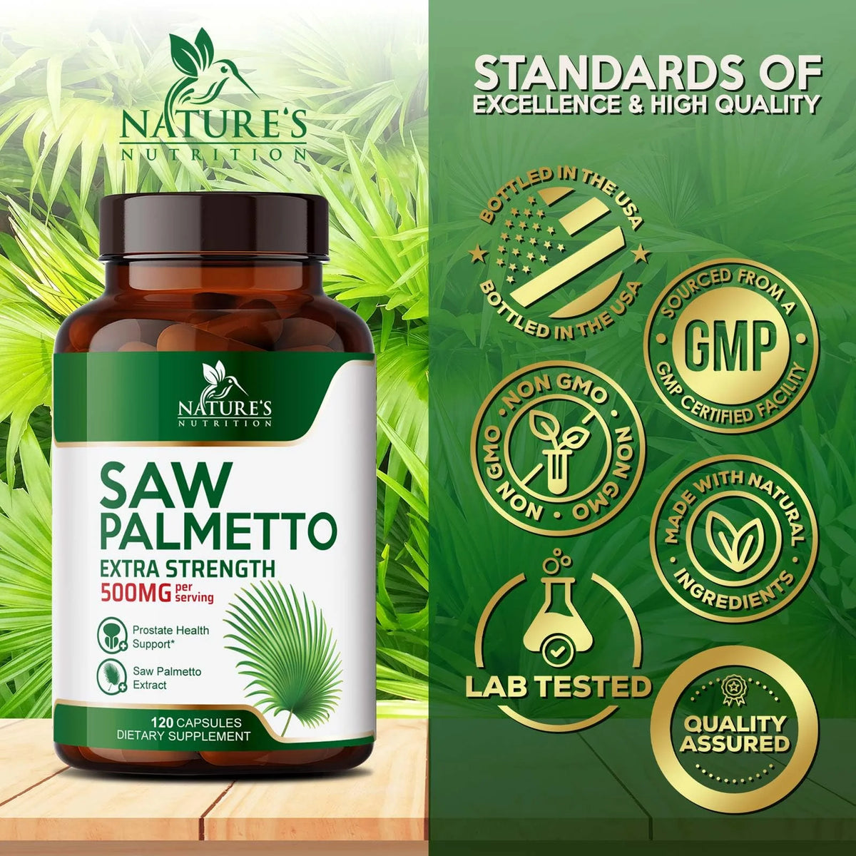 Saw Palmetto for Men 1000MG Prostate Health Supplement - Saw Palmetto Extract Prostate Support Supplement, Prostate Supplements for Men'S Health Support, Prostate Urinary Health Support, 120 Capsules