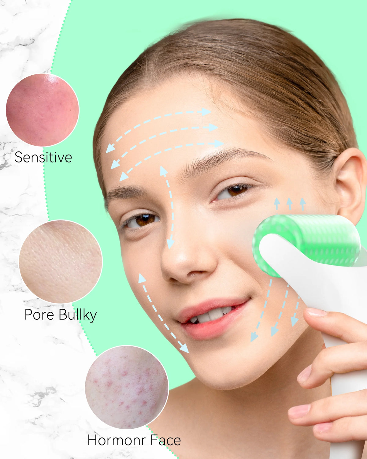Ice Roller for Face, Face Roller Skin Care with Gua Sha Massager Comb for Face & Eye Puffiness and Whole Body Relief Skin Care Products, Wonderful Gift for Women