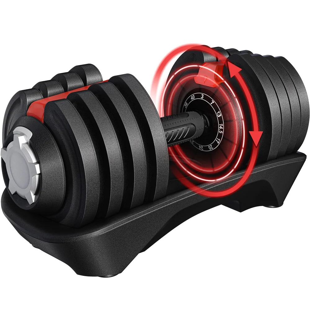 12-In-1 Quick-Adjust Dumbbell Weights, Black, 3-40 Lb
