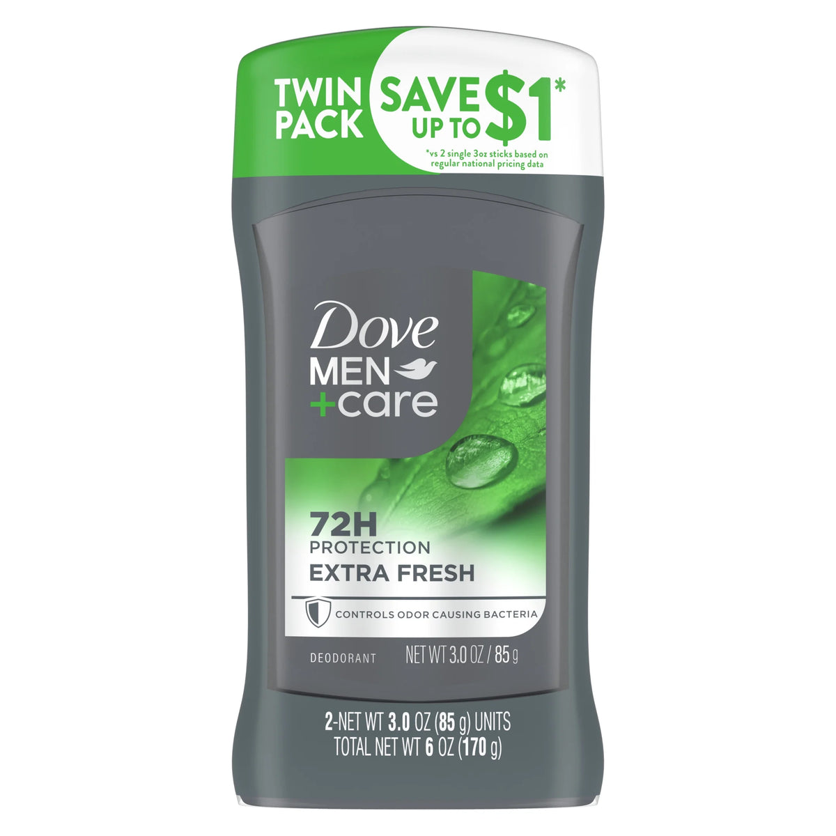 Extra Fresh Deodorant Stick Twin Pack for Men, Citrus, 3 Oz