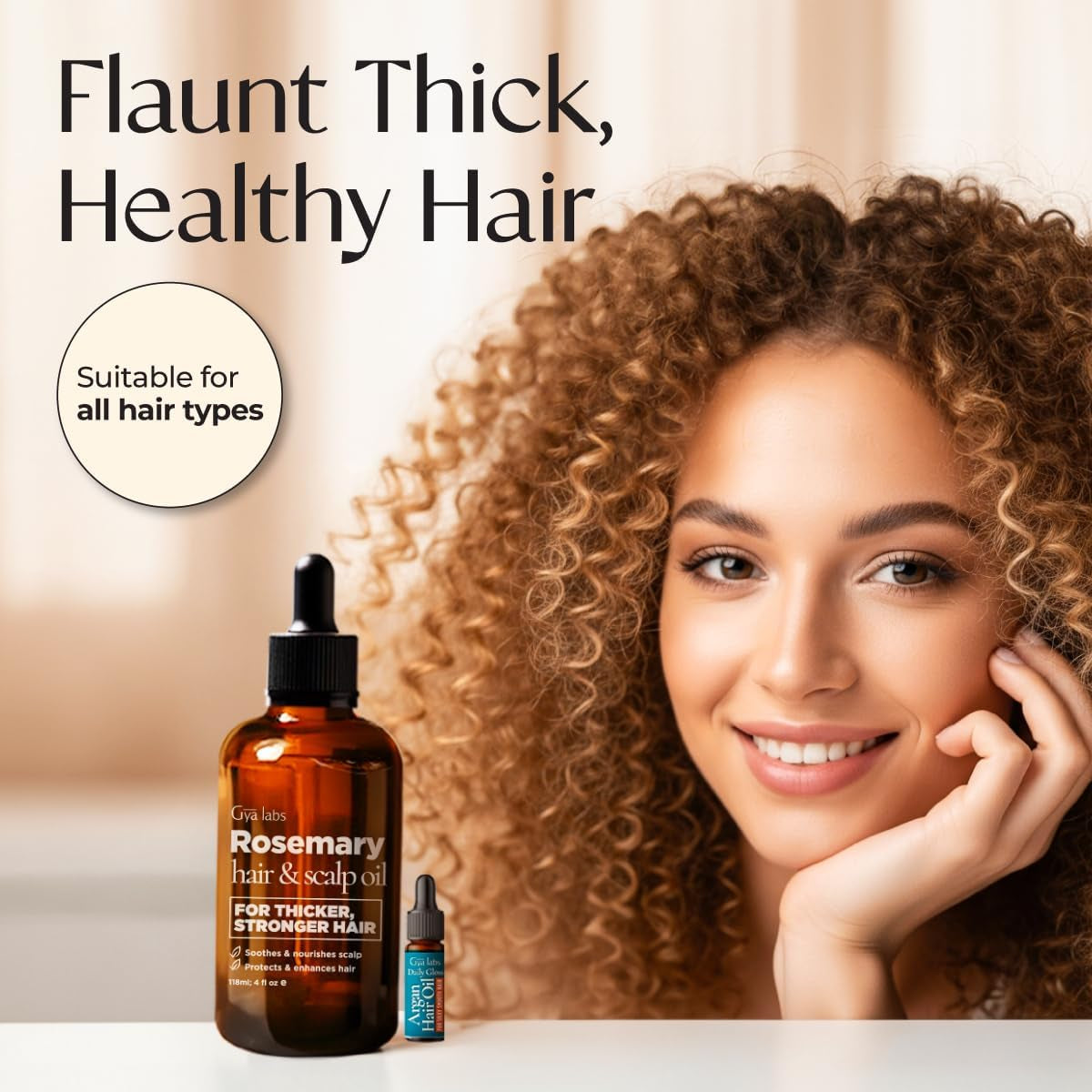 Rosemary & Castor Hair Growth & Styling Oil - 4 Fl Oz - Rosemary to Strengthen Hair - Protect & Tame Frizz, Dry Scalp - Hair & Scalp Hydration with 0.17 Fl Oz Deep Revival Argan Oil