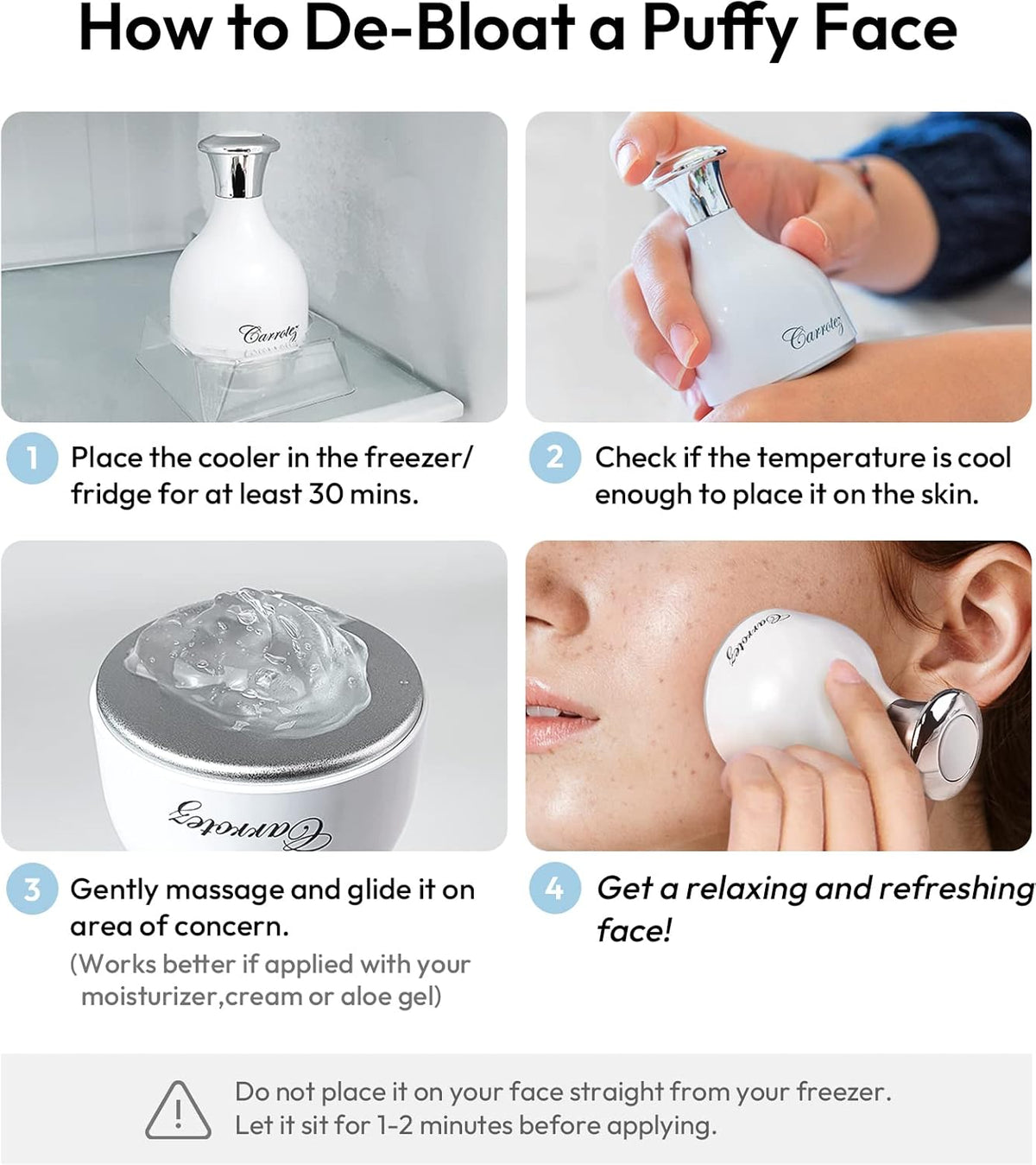 Carrotez Ice Roller for Face and Eye Facial Massage Tool, Cooling and Rolling Wo
