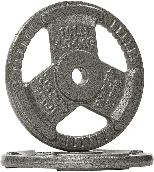 Tri-Grip Cast Iron Plate Weight Plate for Strength Training, Weightlifting and Crossfit, 1-Inch or 2-Inch, Standard or Olympic 2.5-45Lbs, Multiple Options