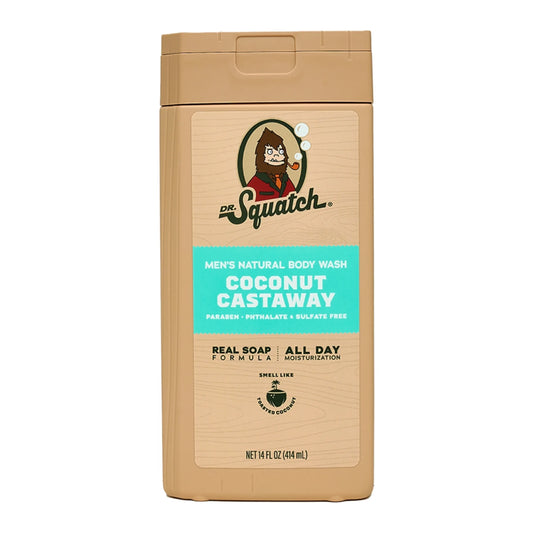 Coconut Castaway Natural Body Wash for Men, 14 Fl Oz
