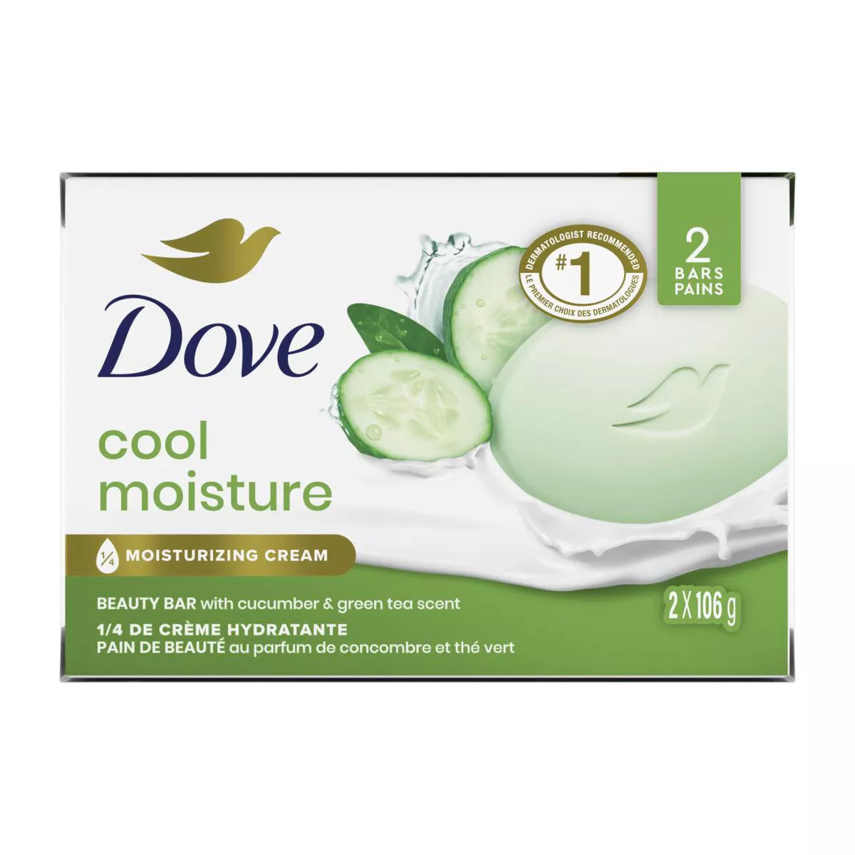 Dove Beauty Cool Moisture Beauty Bar Soap - Cucumber & Green Tea - 3.75Oz Each