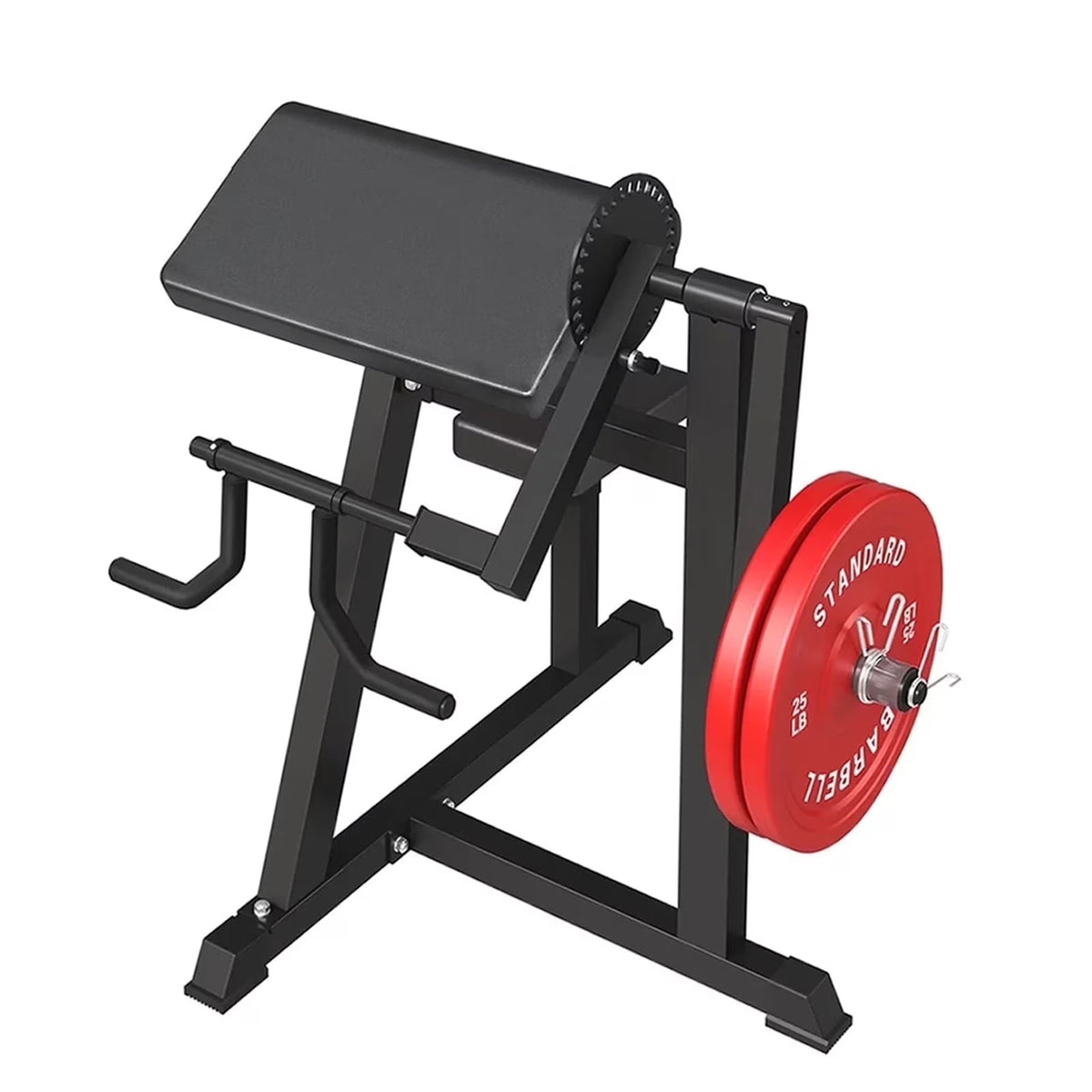 Preacher Curl Bench, Adjustable Seat, 2 in 1 Plate-Loaded Bicep Tricep Curl Machine for Home Gym