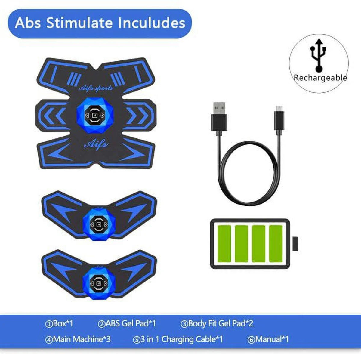 Abs Stimulator Ab Stimulator Rechargeable Abs Stimulator for Men Women Abdominal Work Out Abs Power Fitness Abs Muscle Training Workout Equipment Portable