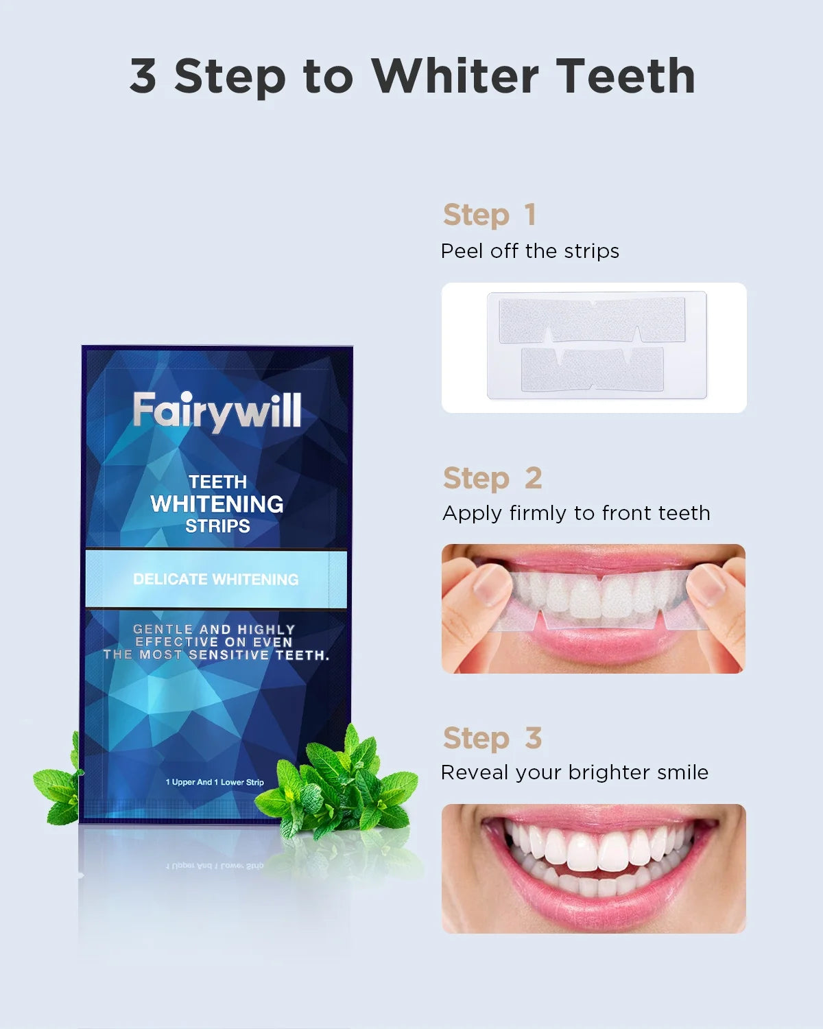Portable Teeth Whitening Kit, 28 Strips for Sensitive Teeth Non-Slip Whiter Gentle and Safe, Available 14 Delicate Whiten Treatments Removes Stains