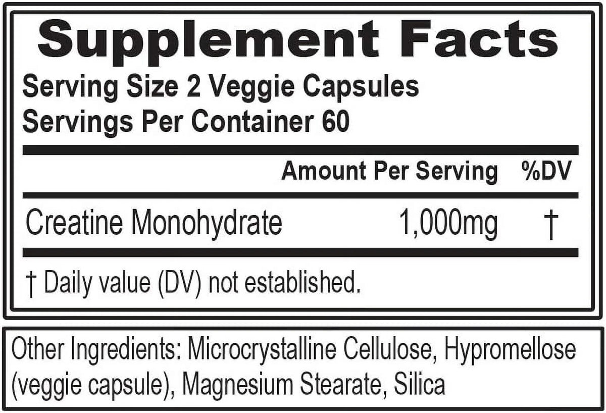(2 Pack) Creatine Monohydrate Pills 120Ct - EVL Nutrition Muscle Builder & Recovery Supplement - Creatine Capsules 1000Mg