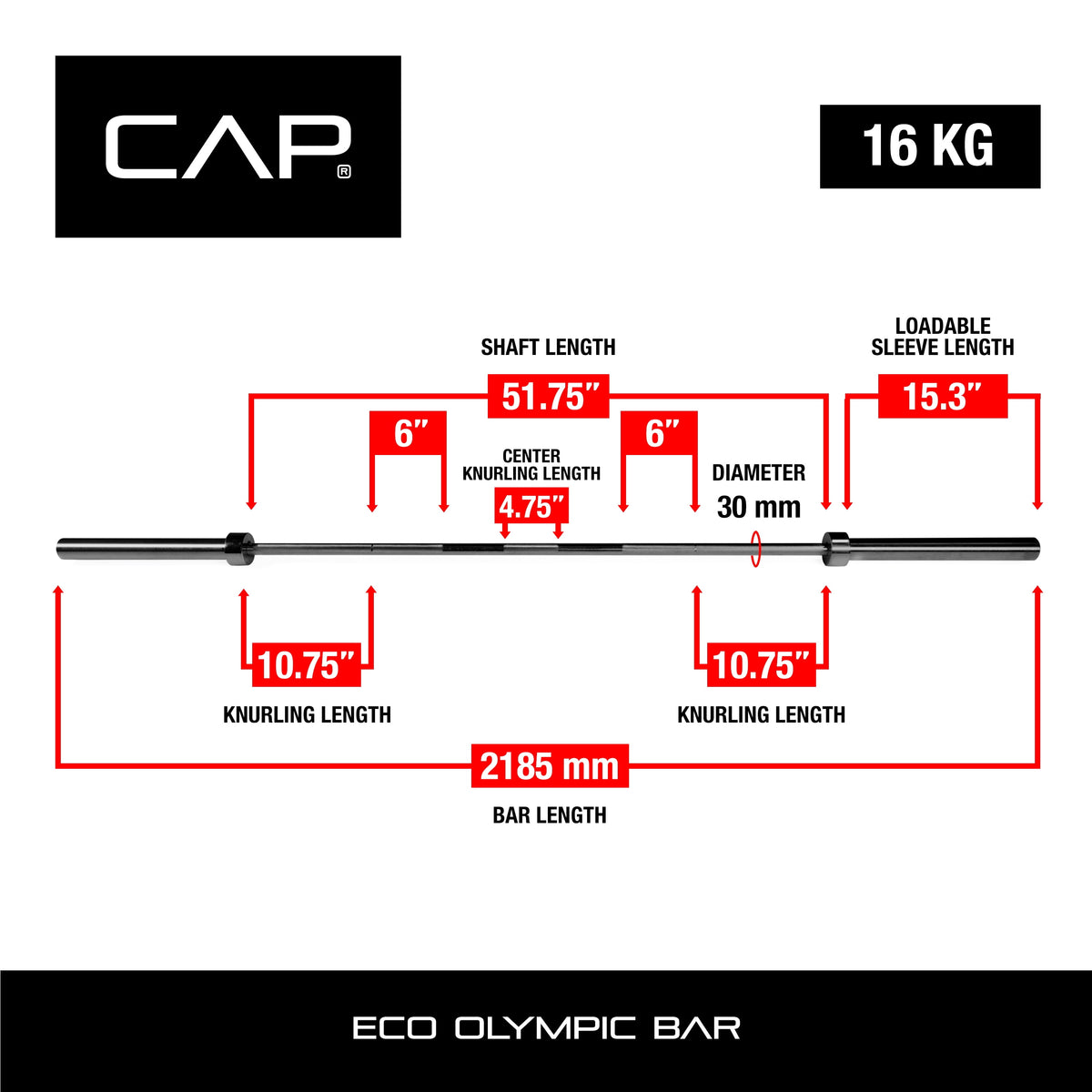 Barbell Olympic Weight Bar, 7 Ft.