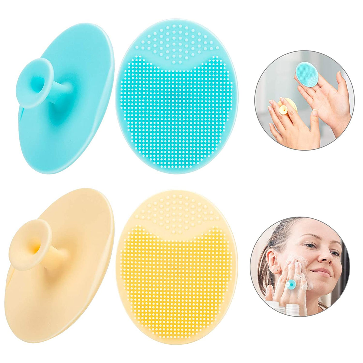 4 Pack Face Scrubber, Soft Silicone Facial Cleansing Brush Face Exfoliator Blackhead Acne Pore Pad Cradle Cap Face Wash Brush for Deep Cleaning Skin Care