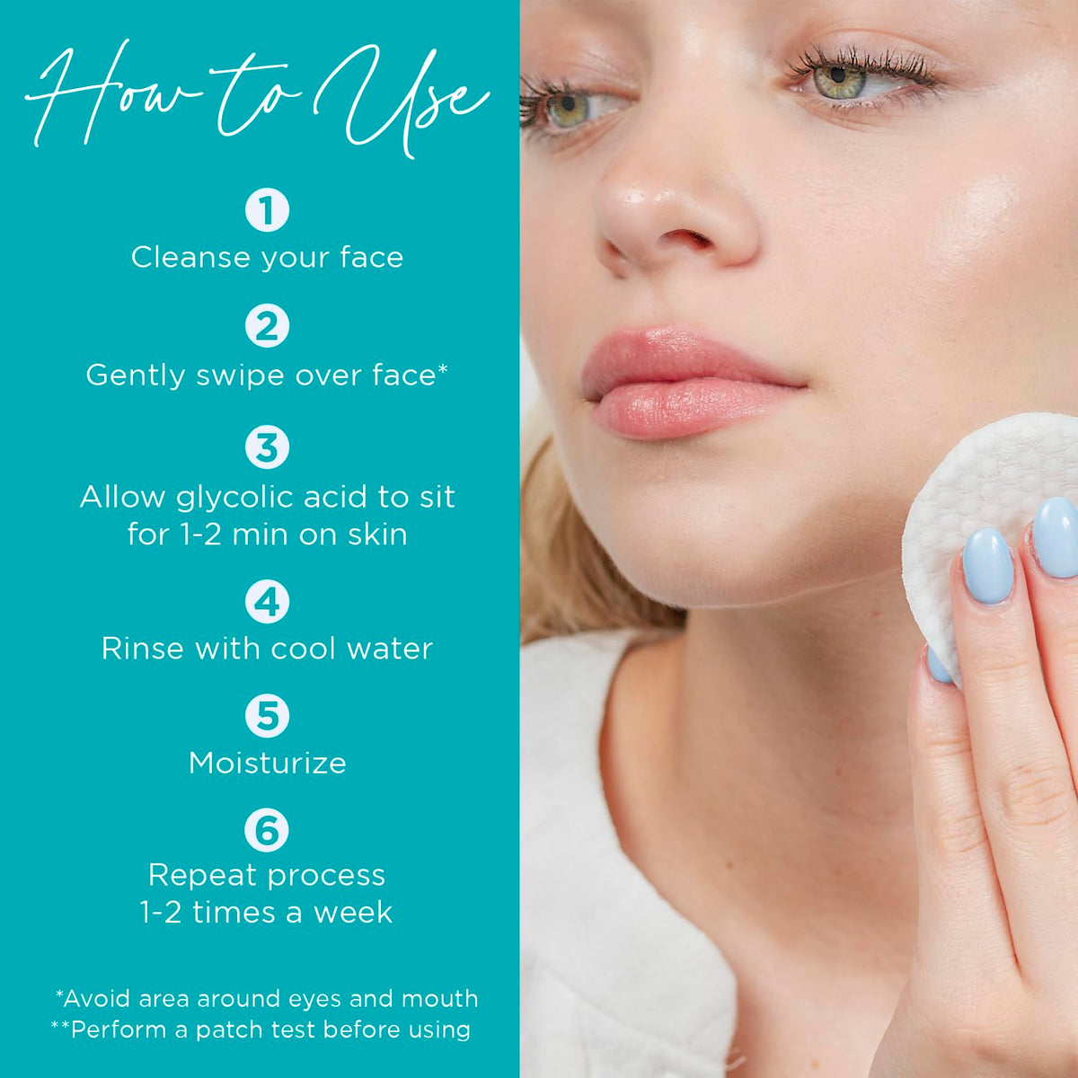 18% Glycolic Acid Pads for Face (50 Pads) - Exfoliating Pad for Face with Witch Hazel, Vitamin C, Vitamin B5 and Vitamin E - Smooth Pore Pad Reduce Pigmentation and Fine Lines