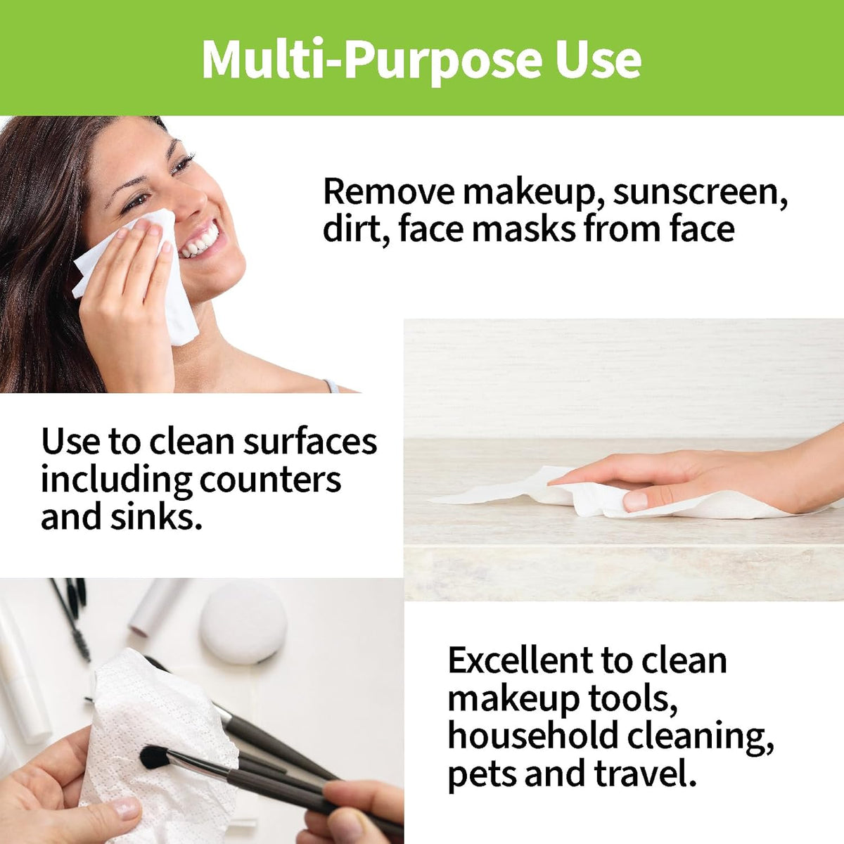 Forpro Premium Pure & Simple XL Facial Towels, Disposable Makeup Remover Dry Wipes, Ultra Soft Lint-Free Biodegradable Face Towels, 100% Vegan & Cruelty-Free, 50-Count