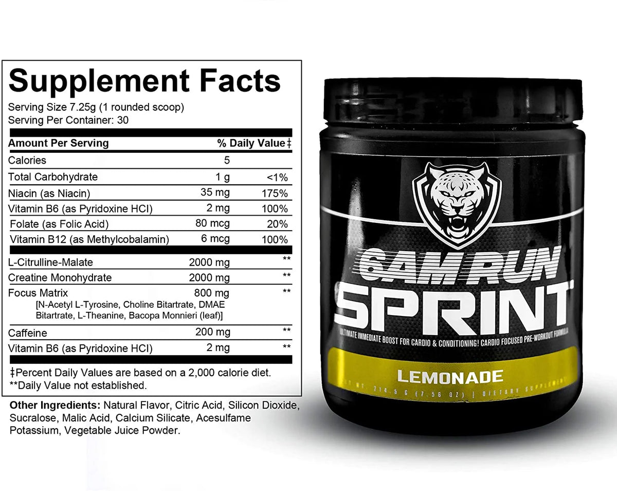Sprint - No Jitters Cardio Pre Workout - Keto, Vegan - Lemonade