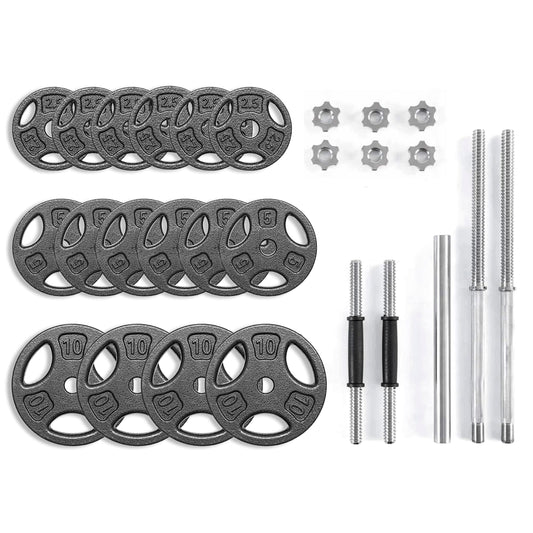 100LB Black Cast Iron Standard Weight Plate Sets, Used as Both Dumbbell and Barbell,1-Inch Holes Fit Standard Sized Bar