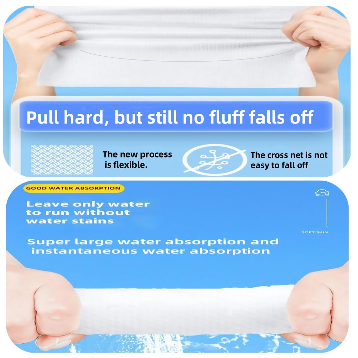Disposable Face Towels,  Thick and Soft Face Towels. 100% Pure Cotton, Super Thick 130%. Suitable for Makeup Removal and Cleansing, and Applicable to Sensitive Skin. (100 Pieces)