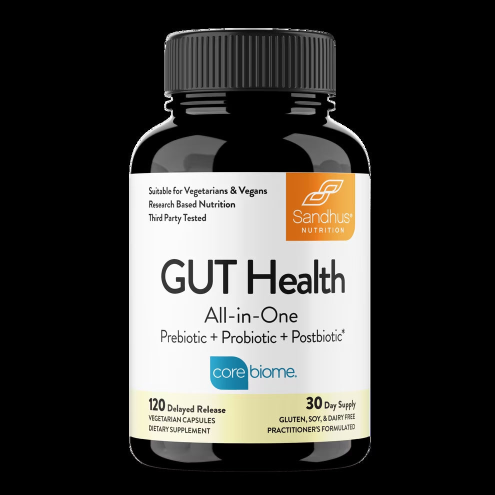 Gut Health Supplement, with Prebiotics + Probiotics + Postbiotic + L-Glutamine, 120 Ct