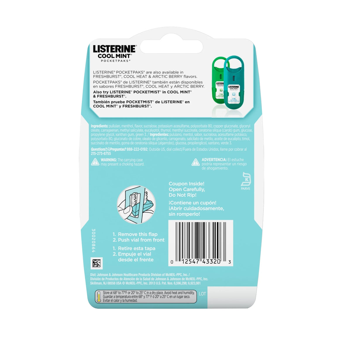 Cool Mint Pocketpaks Oral Care Breath Strips, Breath Spray Strips, 24 Count, 3 Pack