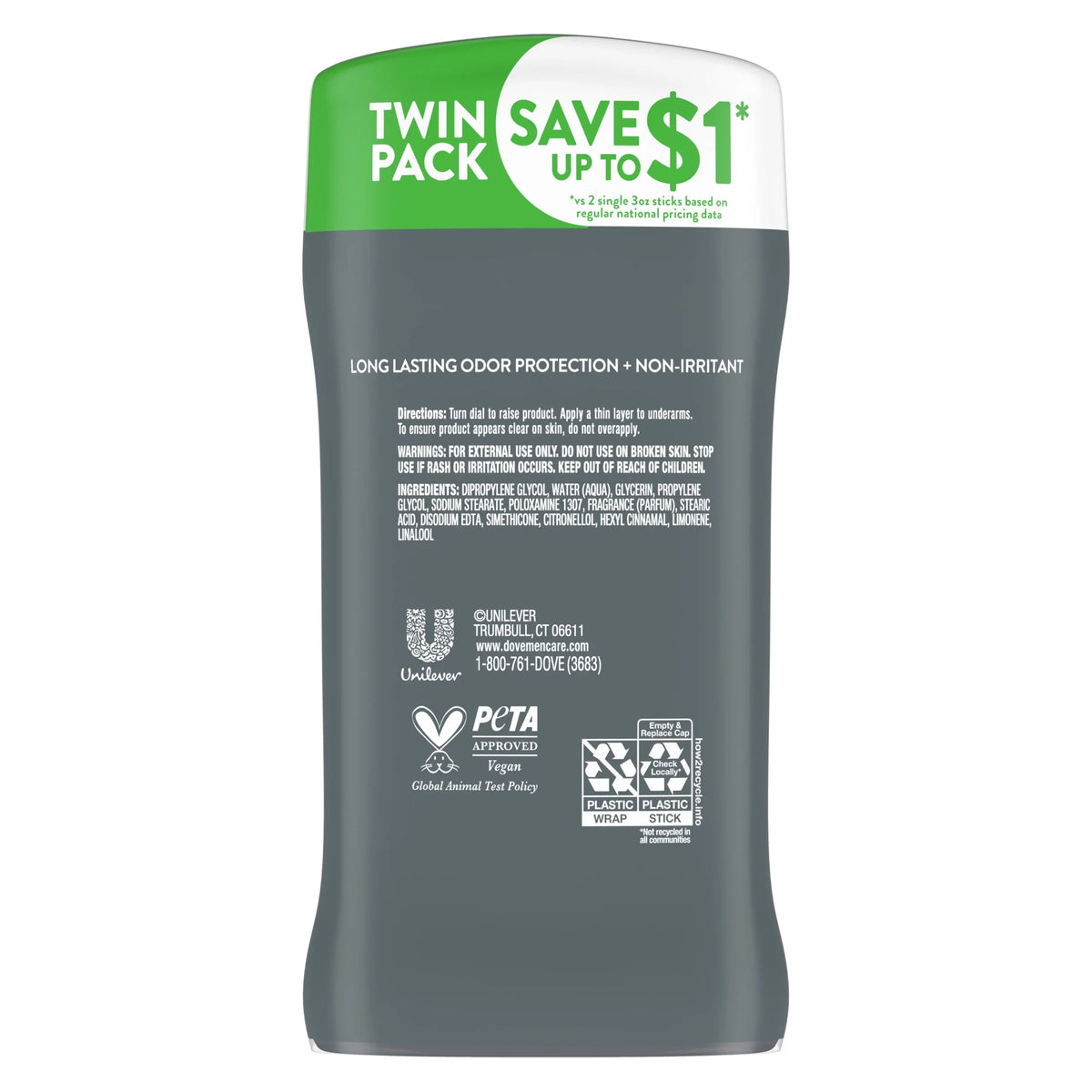 Extra Fresh Deodorant Stick Twin Pack for Men, Citrus, 3 Oz